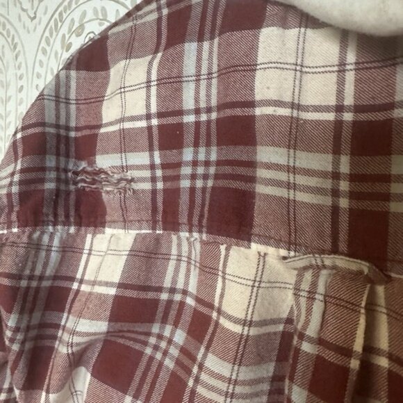 American Eagle Womens XS Plaid Hooded Crop Long Sleeve Button Down Hood - Picture 7 of 7